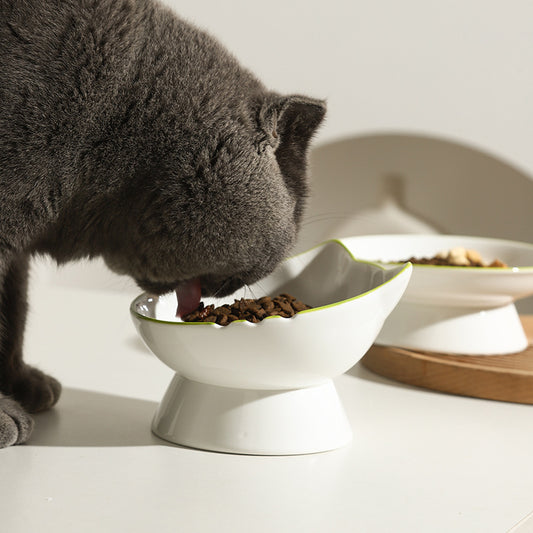 Ceramic Cervical Support Cat Food Bowl