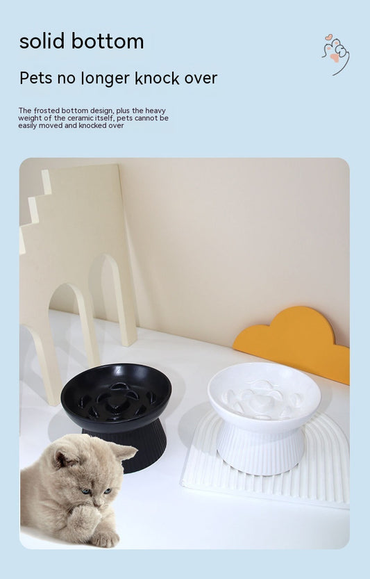 Ceramic Pet Bowl Anti-choke And Slow Food High Foot Neck Protection