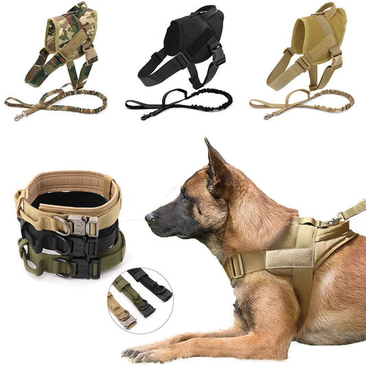 Tactical K9 Dog Harness and Leash Set - Military-Grade No-Pull Training Vest for German Shepherds, Malinois, and All Dog Breeds